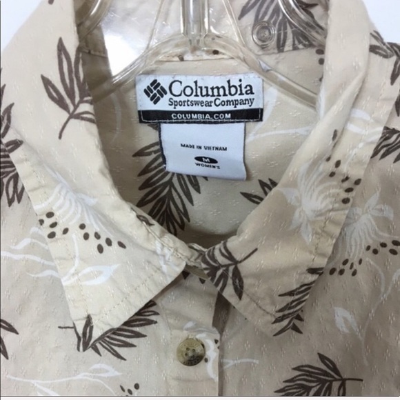 Columbia leaf print 3/4 sleeve button front blouse size medium - Picture 4 of 7
